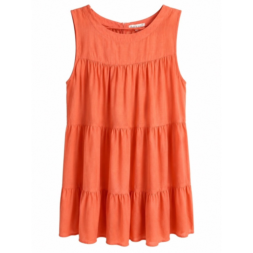 NWT Indigo Soul Peach Tiered Tunic Top Large Boho Lagenlook Longline MSRP $35
